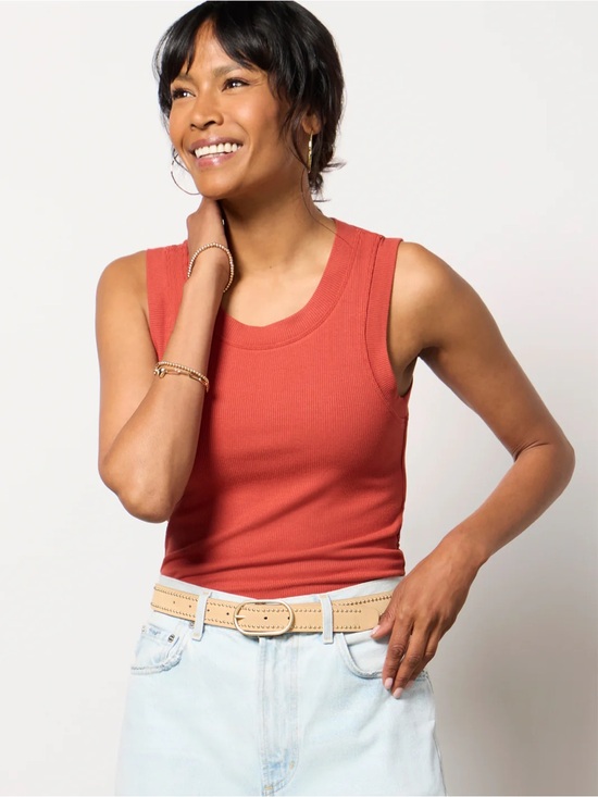 LNA Tops - LNA Clothing Jones Ribbed Knit Wide Strap Tank Top Red Scoop Neck Size Medium